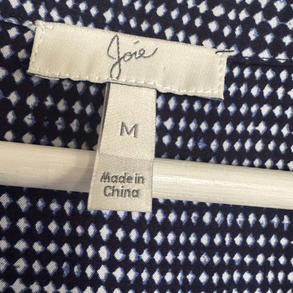 Joie Acey Button-Front Blue Soft Dress Size M Long Roll Tab Sleeve Euro Vacation - Picture 10 of 14